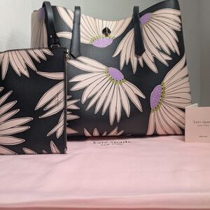 Kate Spade Black and Purple Floral Tote